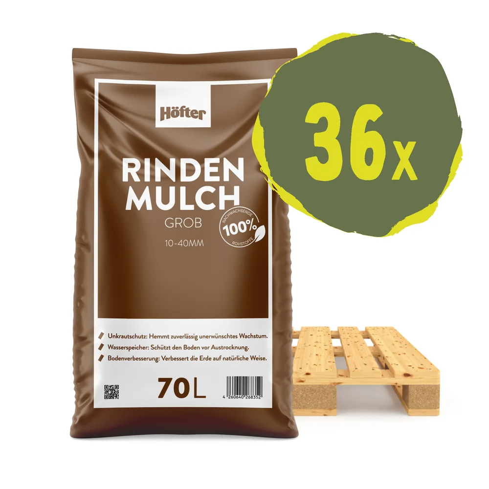 36 Sack RIndenmulch grob auf einer Palette