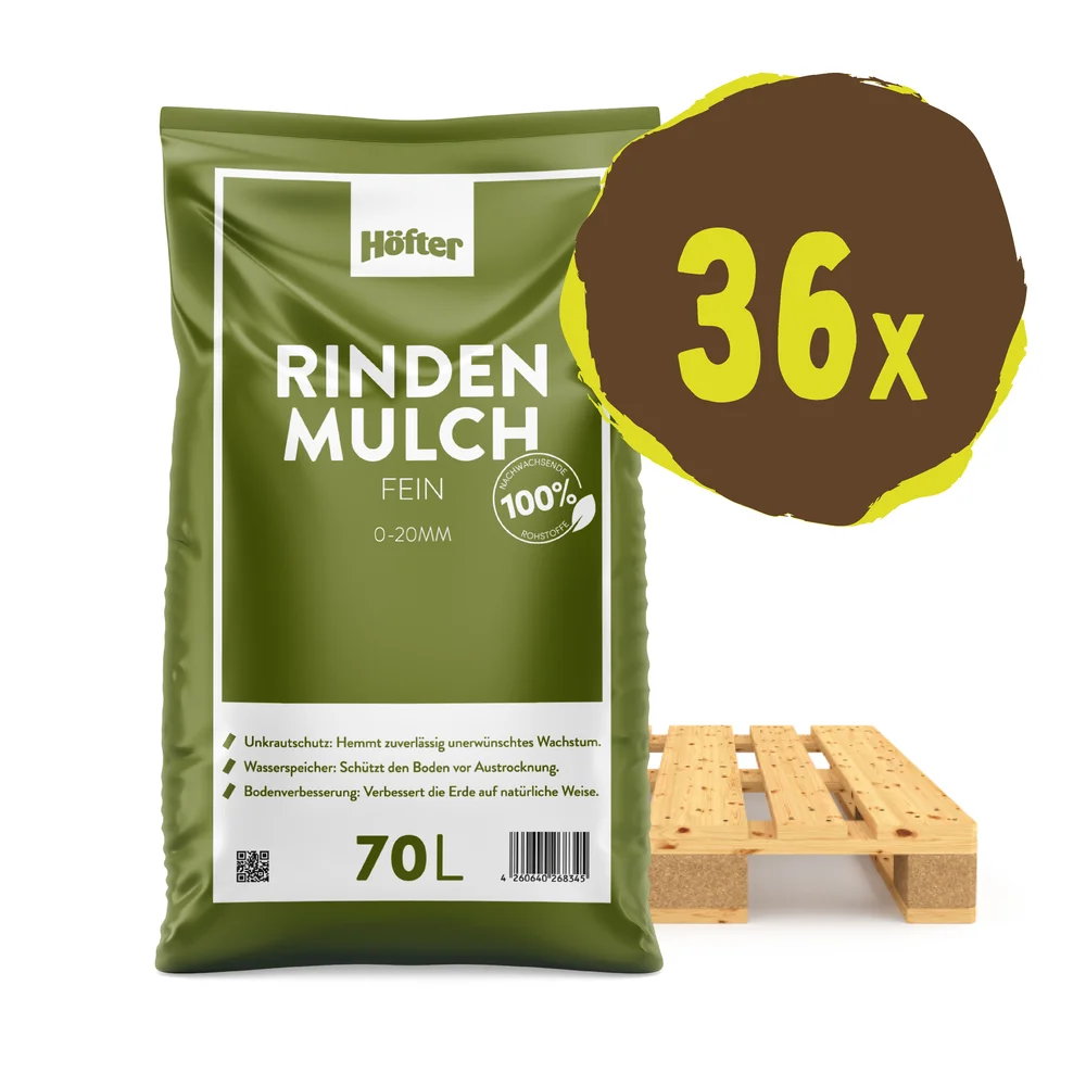 36 Sack Rindenmulch fein auf einer Palette