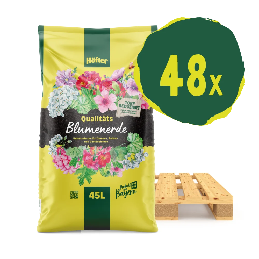 48 Sack Blumenerde 45l auf einer Palette